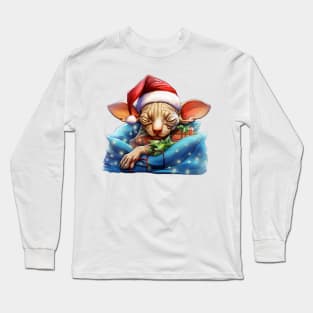 Lazy Sphynx Cat At Christmas Long Sleeve T-Shirt